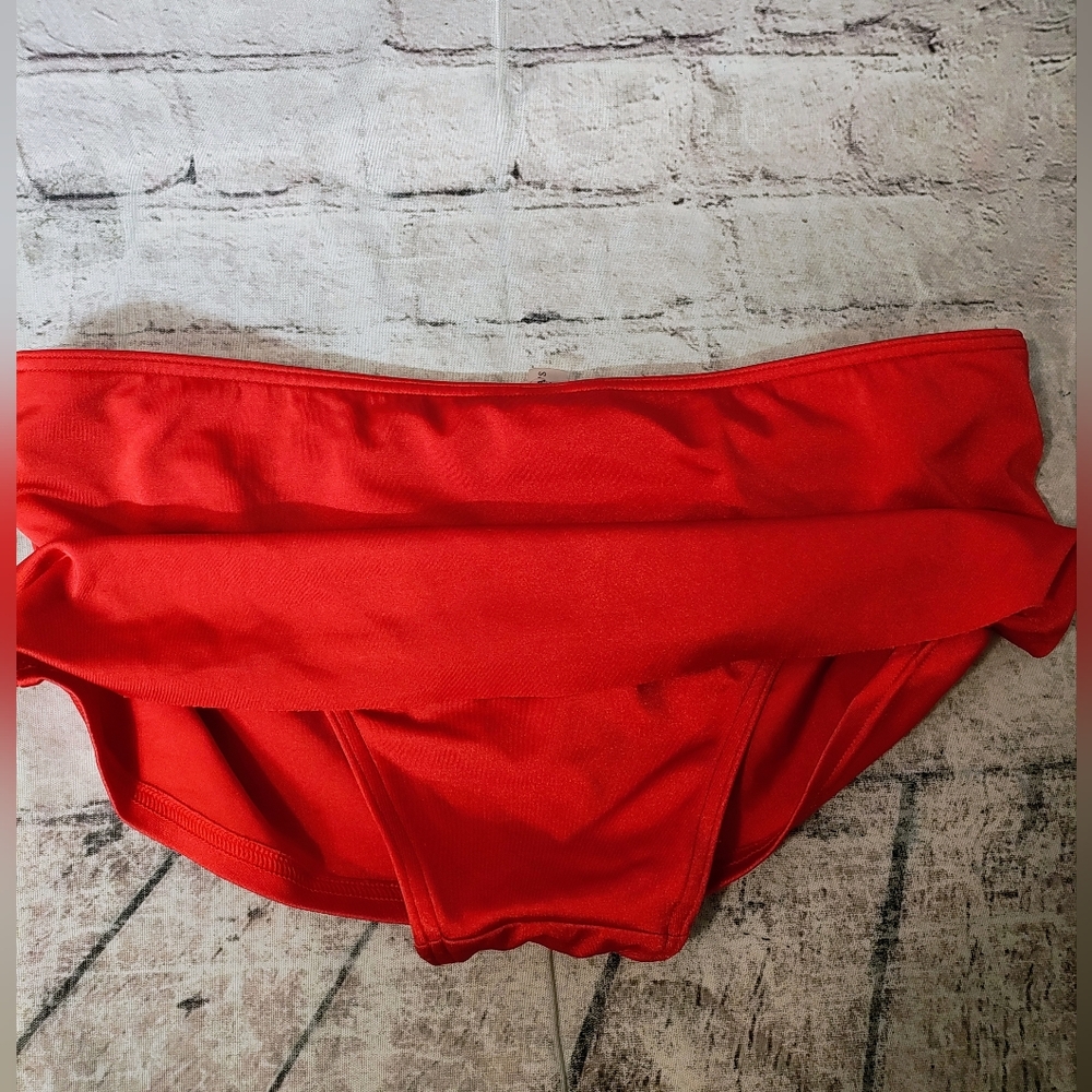 Victoria's Secret Red Swim Bikini Bottom Ruched Skirt Small - Picture 6 of 10